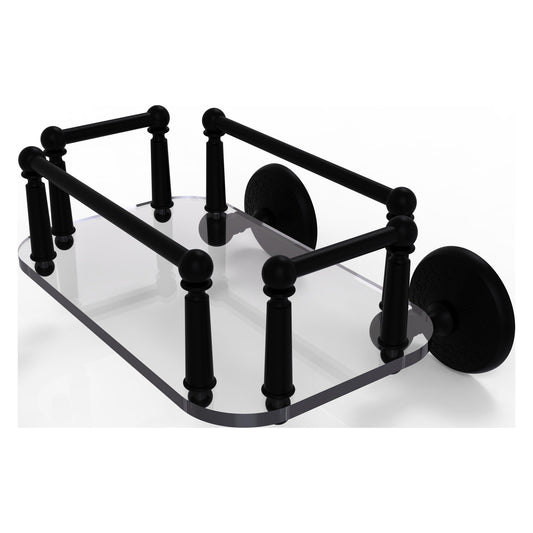 Allied Brass Monte Carlo MC-GT-5 10.25" x 8" Matte Black Solid Brass Wall-Mounted Glass Guest Towel Tray