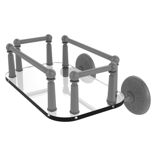 Allied Brass Monte Carlo MC-GT-5 10.25" x 8" Matte Gray Solid Brass Wall-Mounted Glass Guest Towel Tray