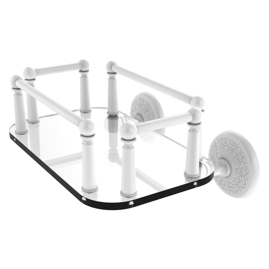Allied Brass Monte Carlo MC-GT-5 10.25" x 8" Matte White Solid Brass Wall-Mounted Glass Guest Towel Tray