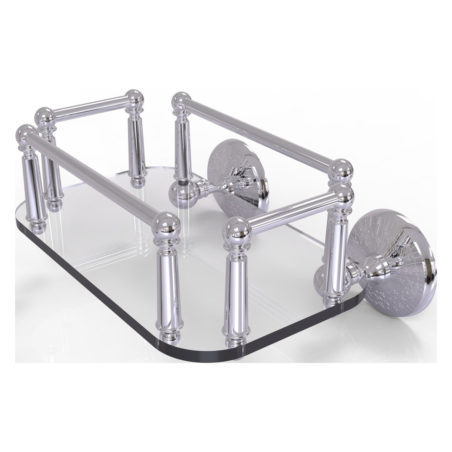 Allied Brass Monte Carlo MC-GT-5 10.25" x 8" Polished Chrome Solid Brass Wall-Mounted Glass Guest Towel Tray