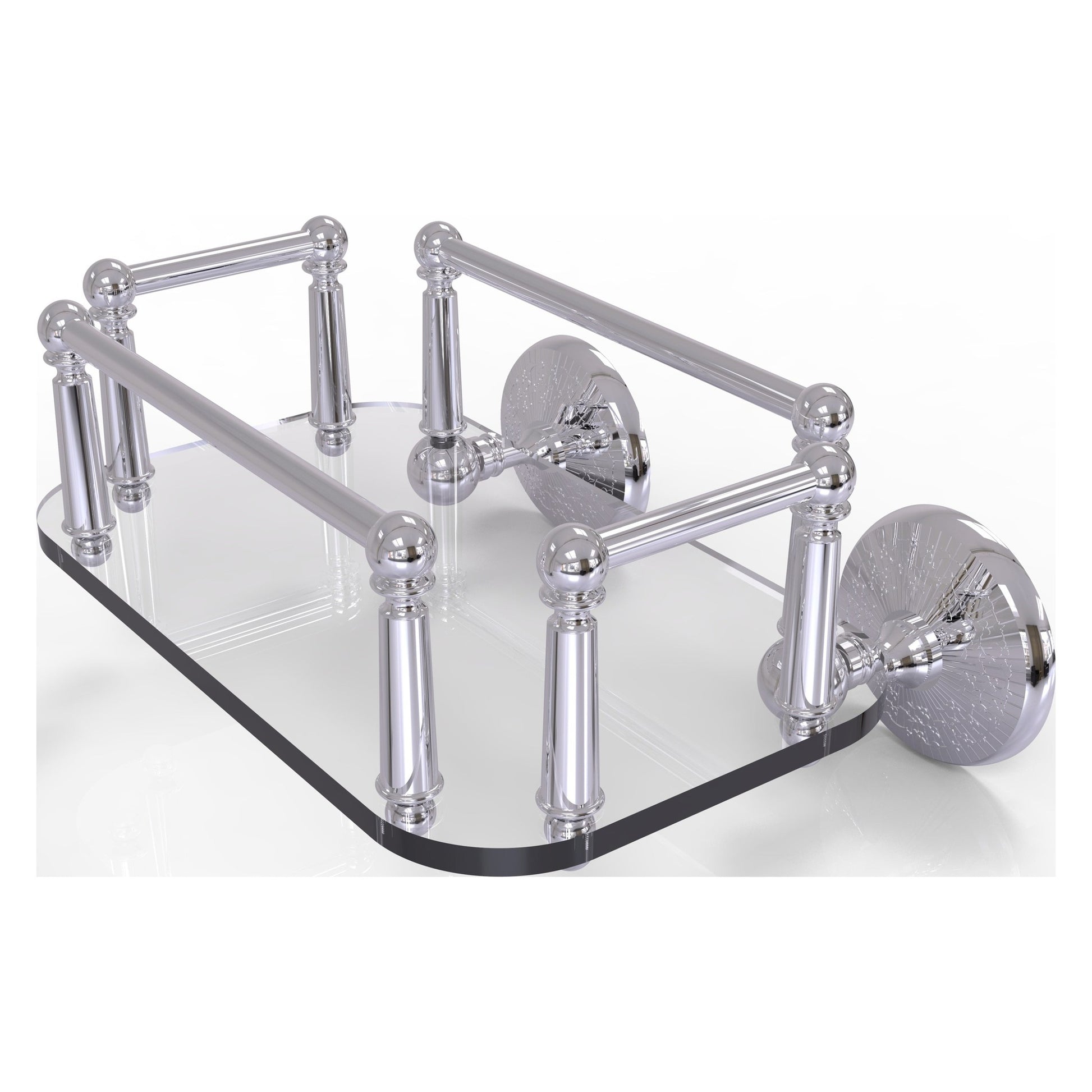 Allied Brass Monte Carlo MC-GT-5 10.25" x 8" Polished Chrome Solid Brass Wall-Mounted Glass Guest Towel Tray