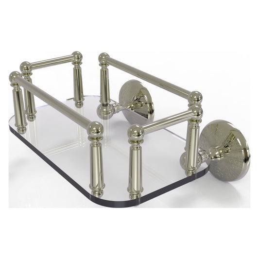 Allied Brass Monte Carlo MC-GT-5 10.25" x 8" Polished Nickel Solid Brass Wall-Mounted Glass Guest Towel Tray