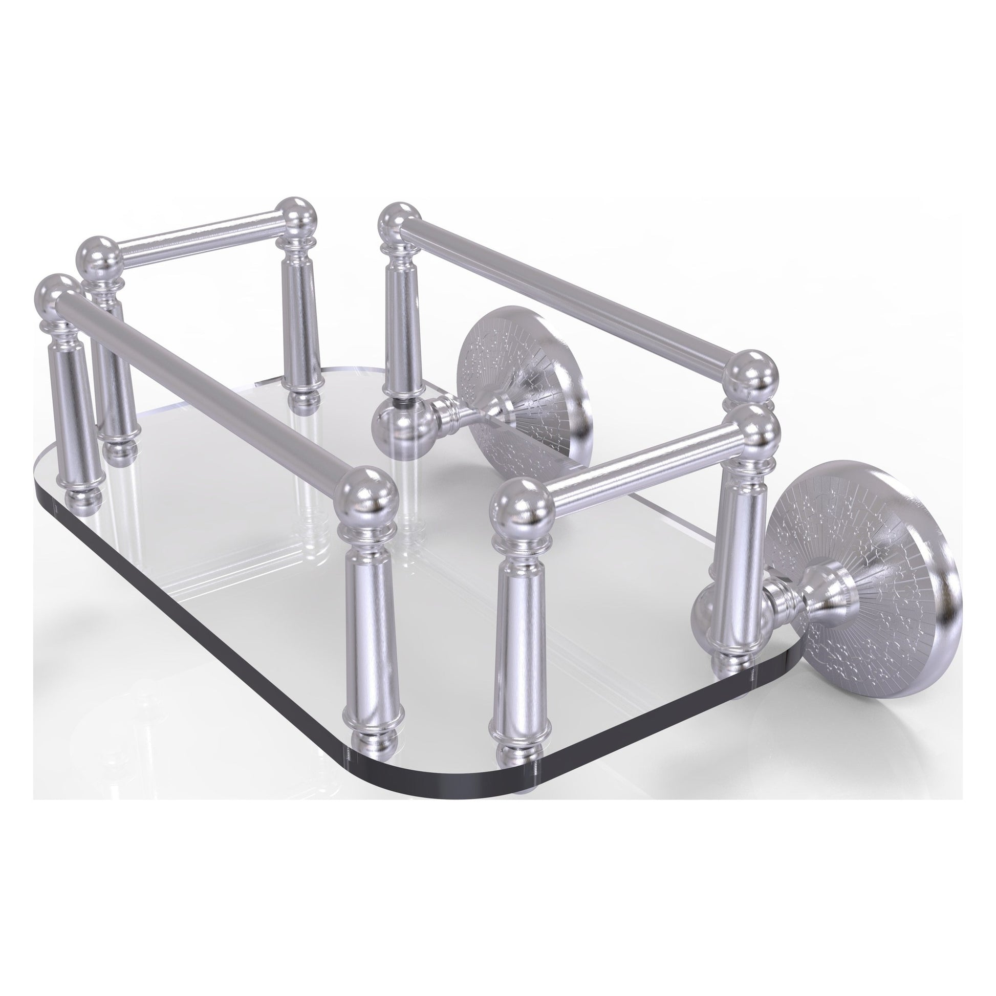 Allied Brass Monte Carlo MC-GT-5 10.25" x 8" Satin Chrome Solid Brass Wall-Mounted Glass Guest Towel Tray