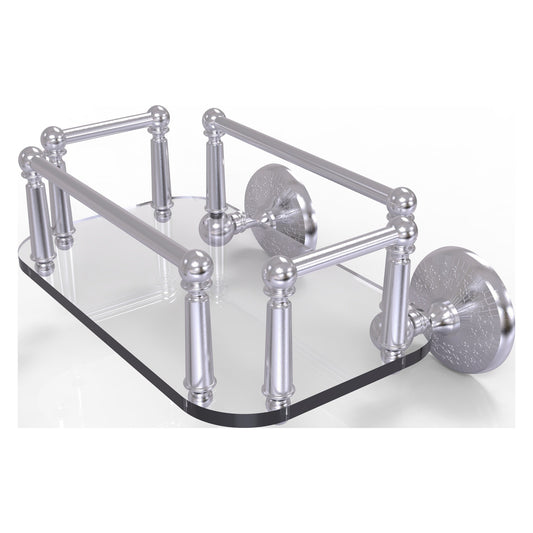 Allied Brass Monte Carlo MC-GT-5 10.25" x 8" Satin Chrome Solid Brass Wall-Mounted Glass Guest Towel Tray