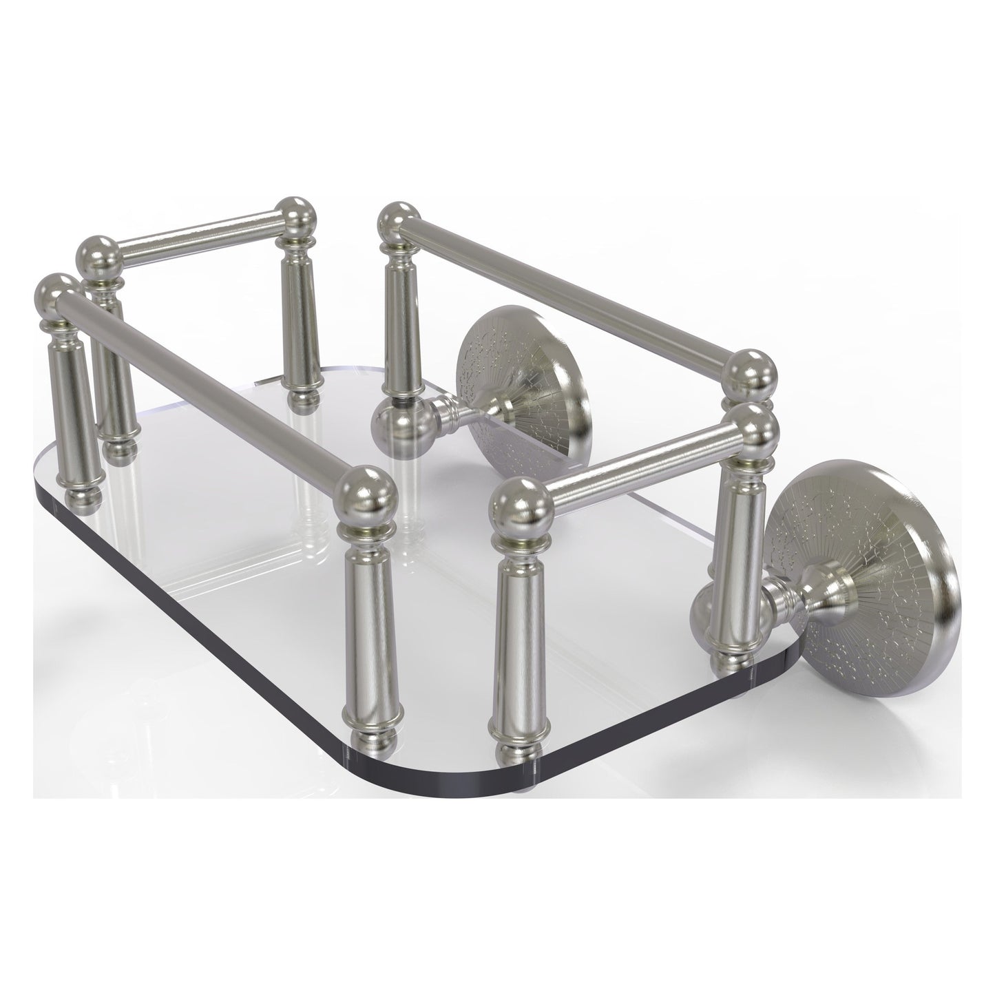 Allied Brass Monte Carlo MC-GT-5 10.25" x 8" Satin Nickel Solid Brass Wall-Mounted Glass Guest Towel Tray
