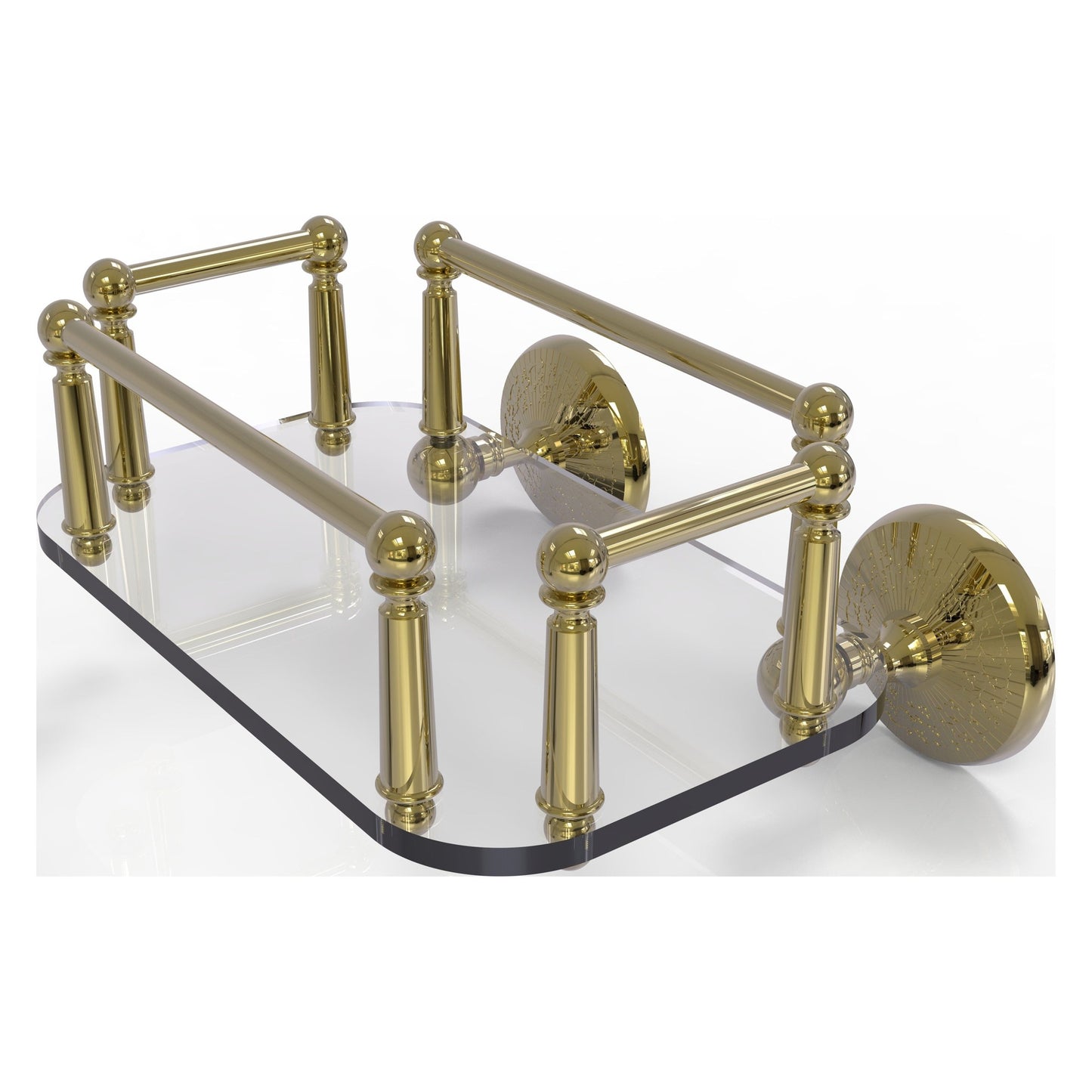 Allied Brass Monte Carlo MC-GT-5 10.25" x 8" Unlacquered Brass Solid Brass Wall-Mounted Glass Guest Towel Tray