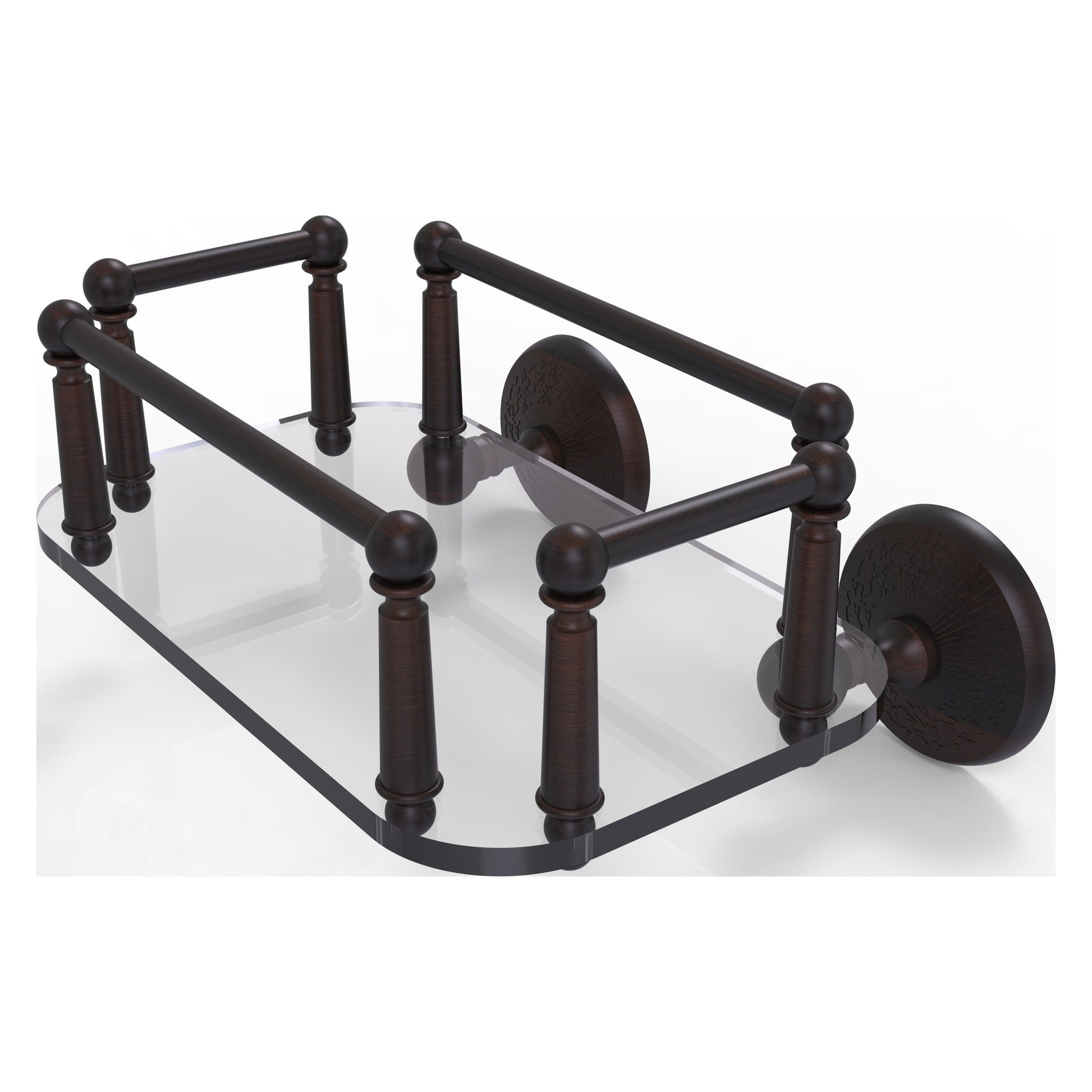 Allied Brass Monte Carlo MC-GT-5 10.25" x 8" Venetian Bronze Solid Brass Wall-Mounted Glass Guest Towel Tray
