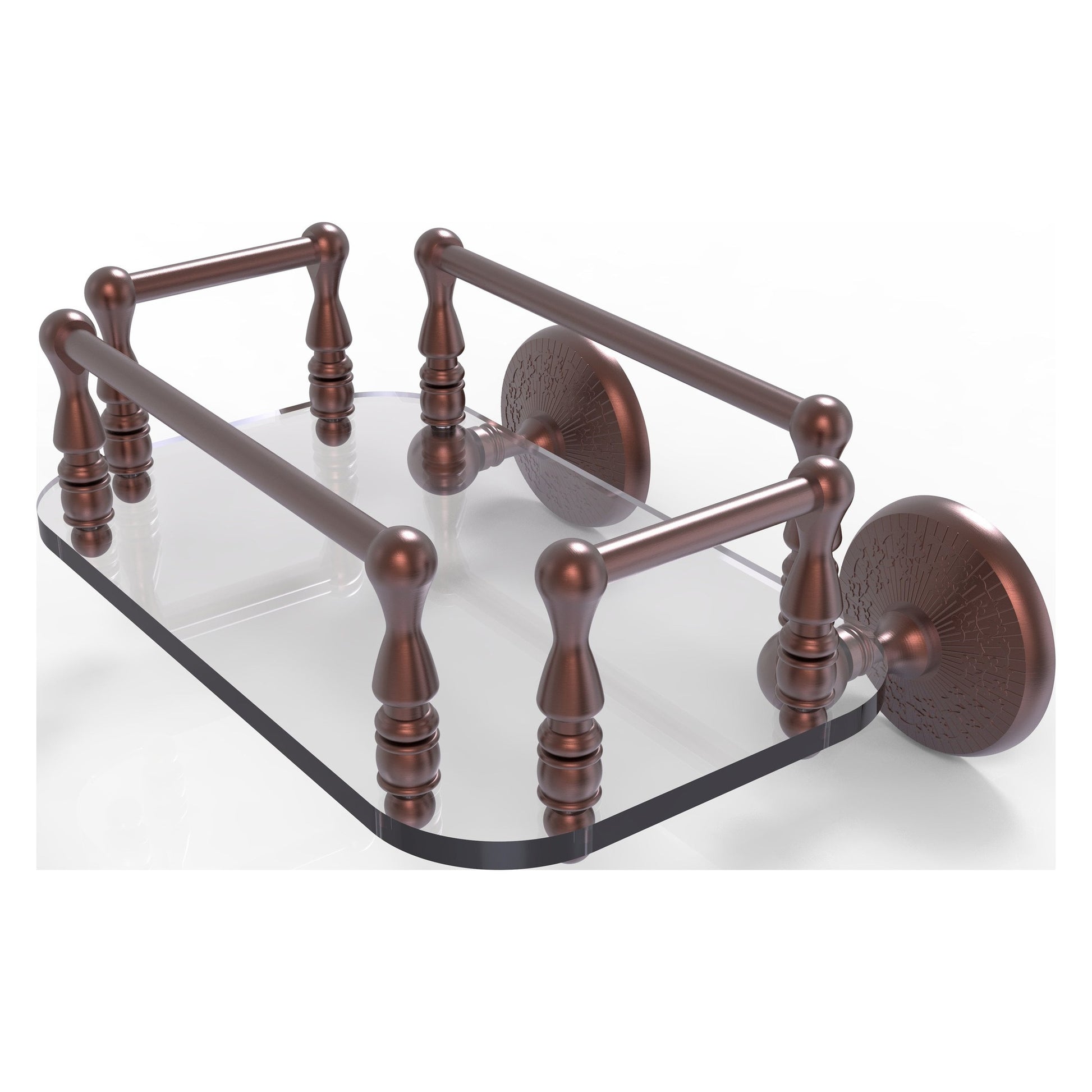 Allied Brass Monte Carlo MC-GT-6 10.25" x 8" Antique Copper Solid Brass Wall-Mounted Glass Guest Towel Tray