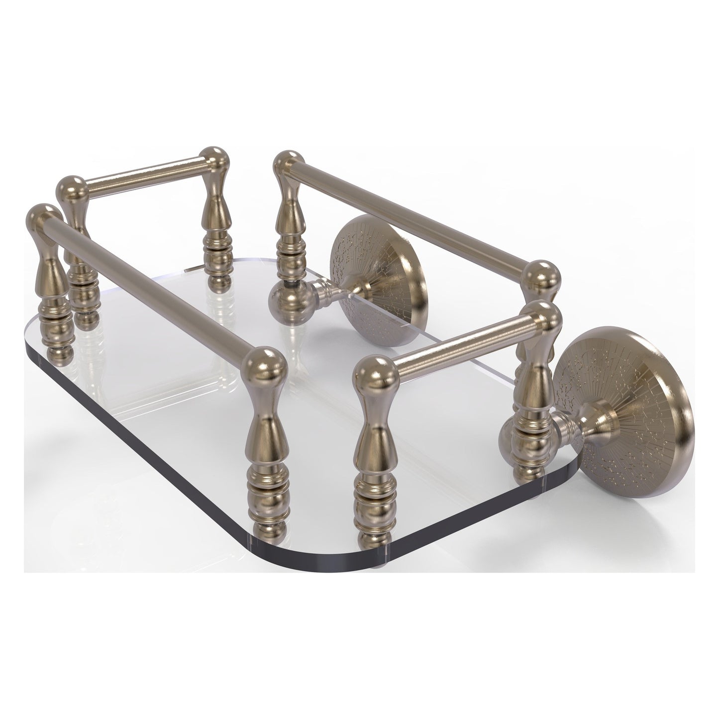 Allied Brass Monte Carlo MC-GT-6 10.25" x 8" Antique Pewter Solid Brass Wall-Mounted Glass Guest Towel Tray