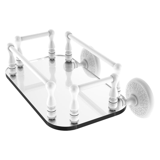 Allied Brass Monte Carlo MC-GT-6 10.25" x 8" Matte White Solid Brass Wall-Mounted Glass Guest Towel Tray