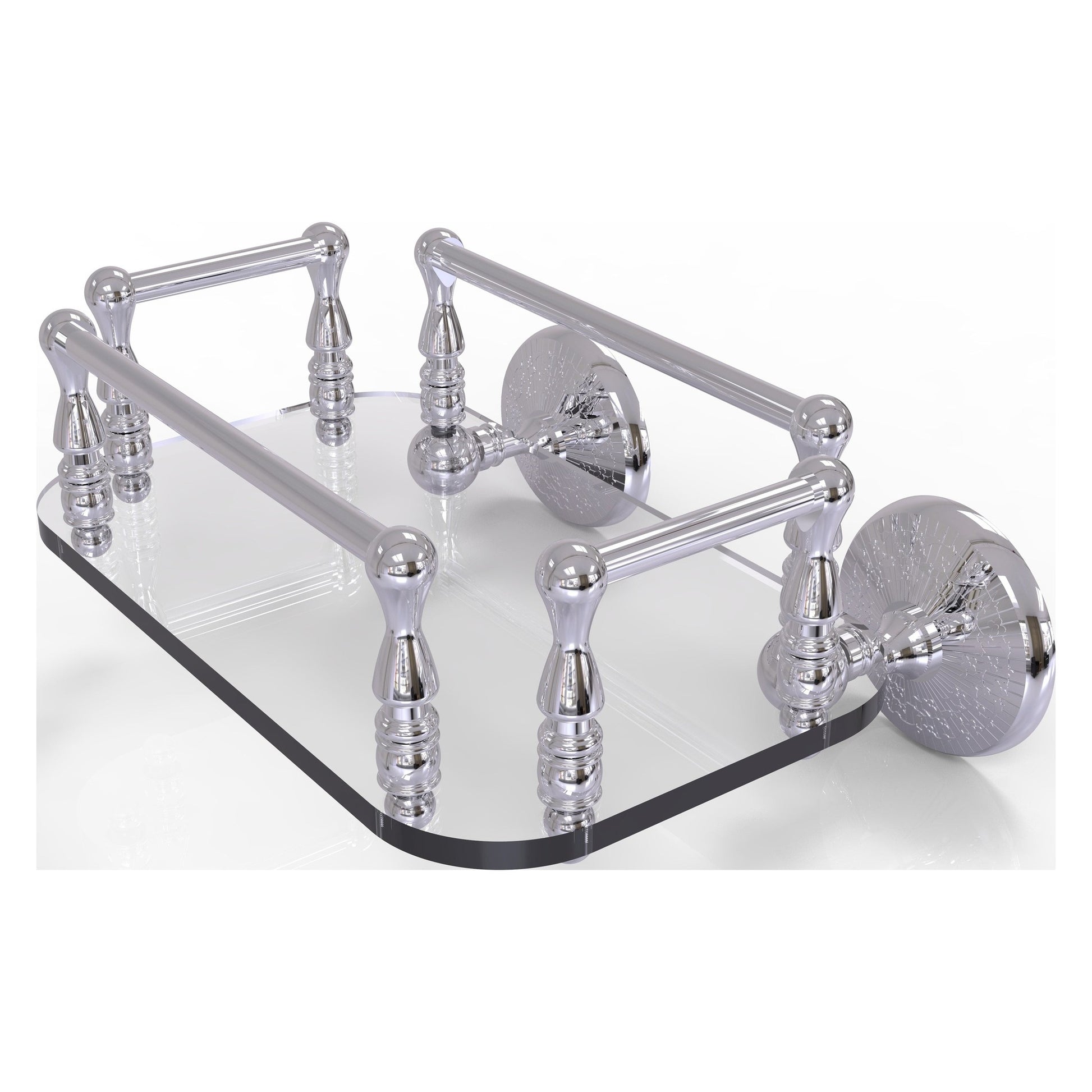 Allied Brass Monte Carlo MC-GT-6 10.25" x 8" Polished Chrome Solid Brass Wall-Mounted Glass Guest Towel Tray