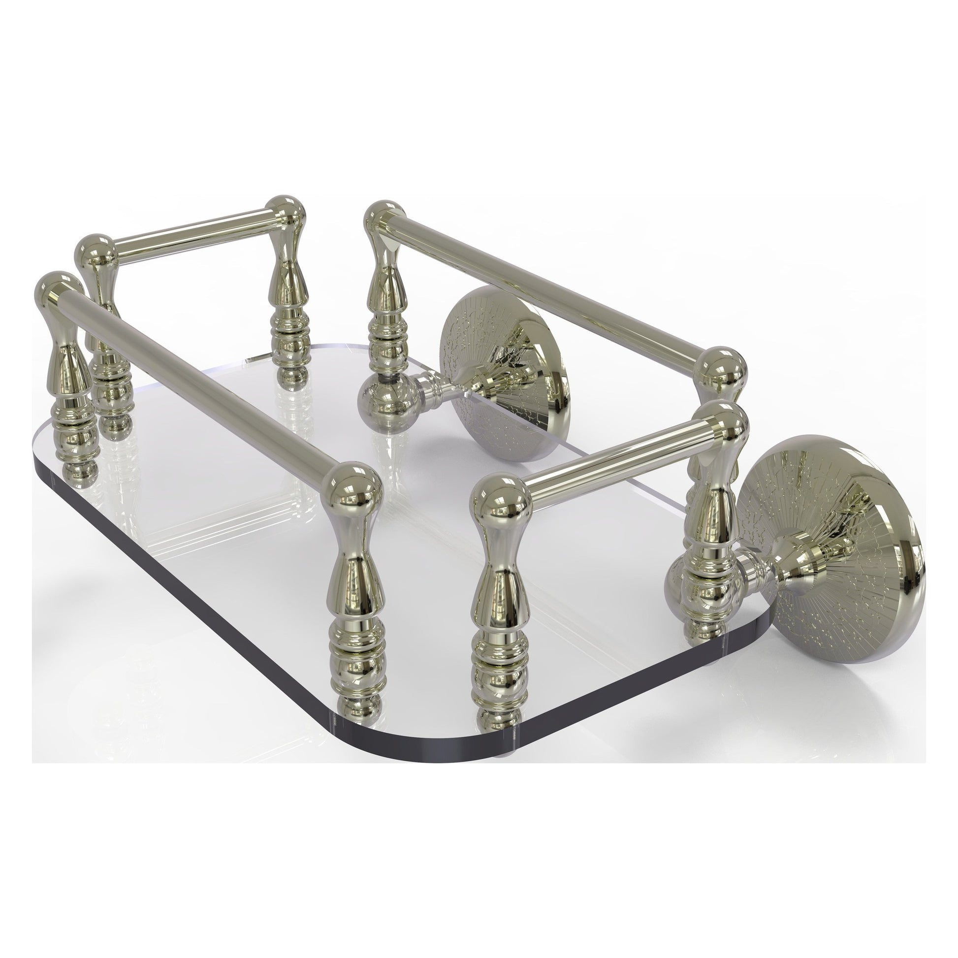 Allied Brass Monte Carlo MC-GT-6 10.25" x 8" Polished Nickel Solid Brass Wall-Mounted Glass Guest Towel Tray