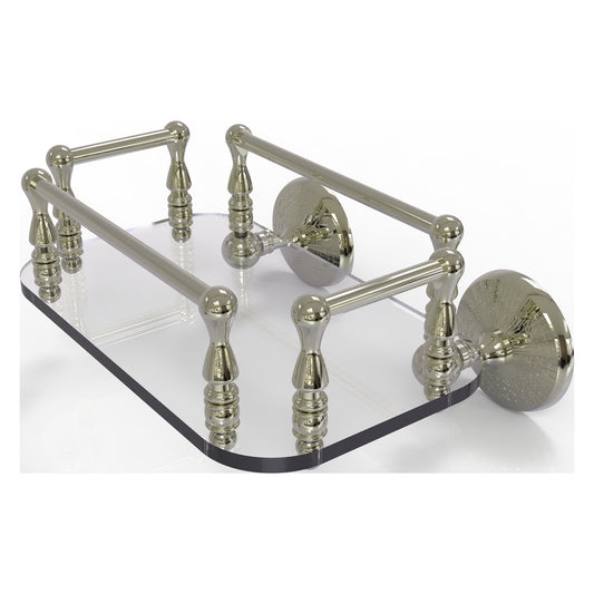 Allied Brass Monte Carlo MC-GT-6 10.25" x 8" Polished Nickel Solid Brass Wall-Mounted Glass Guest Towel Tray