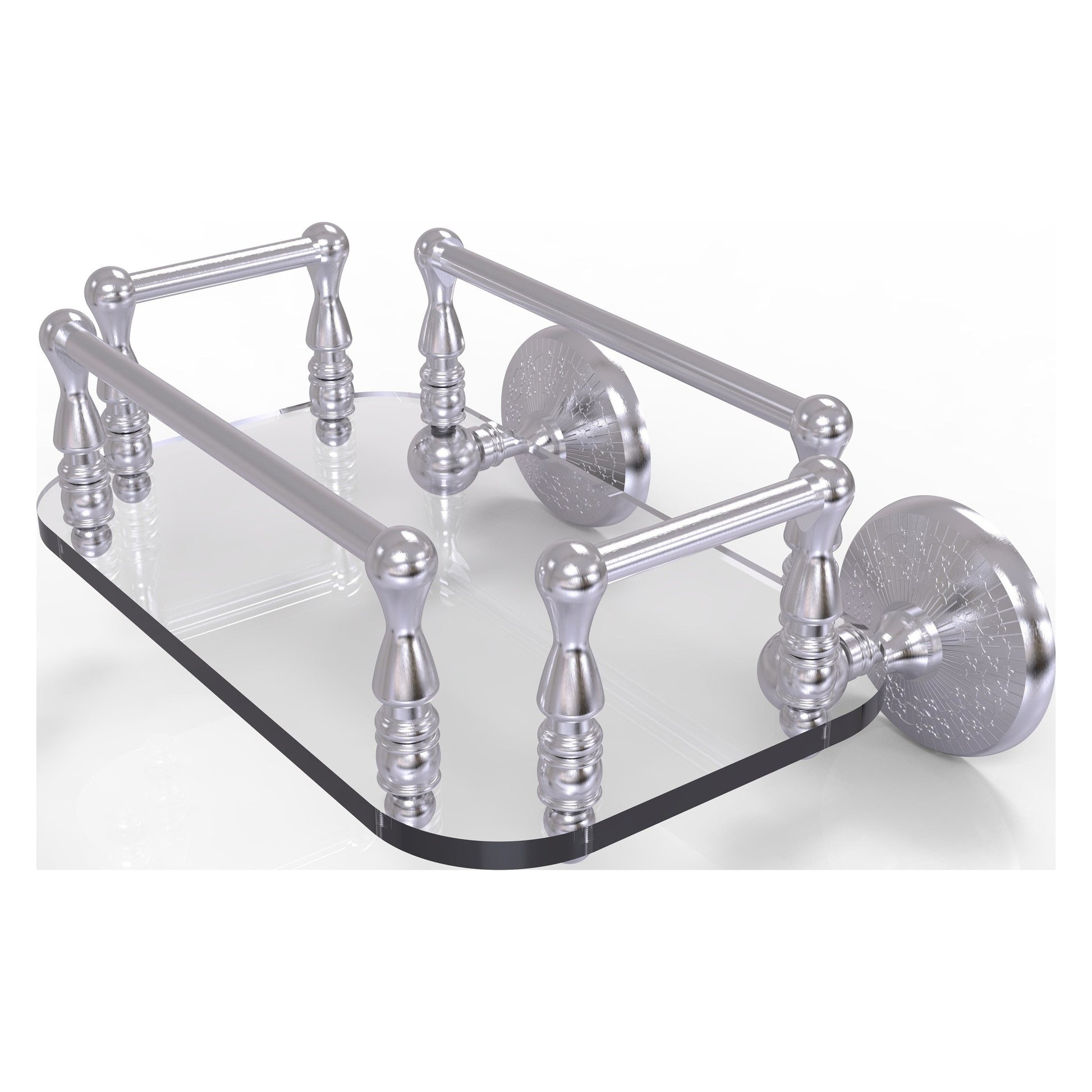 Allied Brass Monte Carlo MC-GT-6 10.25" x 8" Satin Chrome Solid Brass Wall-Mounted Glass Guest Towel Tray