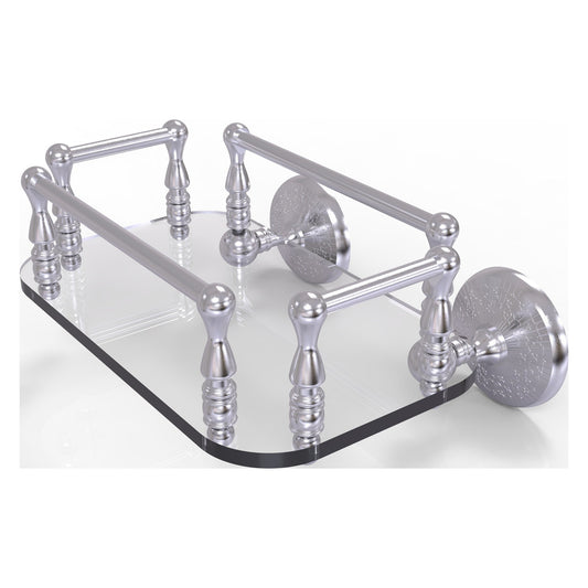 Allied Brass Monte Carlo MC-GT-6 10.25" x 8" Satin Chrome Solid Brass Wall-Mounted Glass Guest Towel Tray