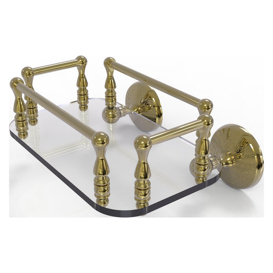Allied Brass Monte Carlo MC-GT-6 10.25" x 8" Unlacquered Brass Solid Brass Wall-Mounted Glass Guest Towel Tray