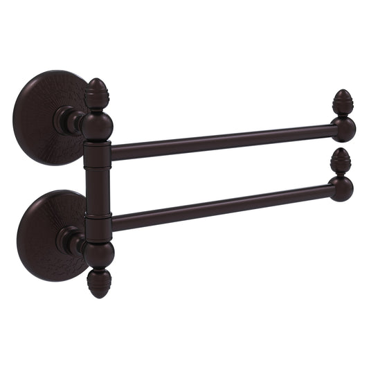 Allied Brass Monte Carlo MC-GTB-2 12.5" x 7" Antique Bronze Solid Brass 2-Swing Arm Towel Rail