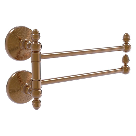 Allied Brass Monte Carlo MC-GTB-2 12.5" x 7" Brushed Bronze Solid Brass 2-Swing Arm Towel Rail