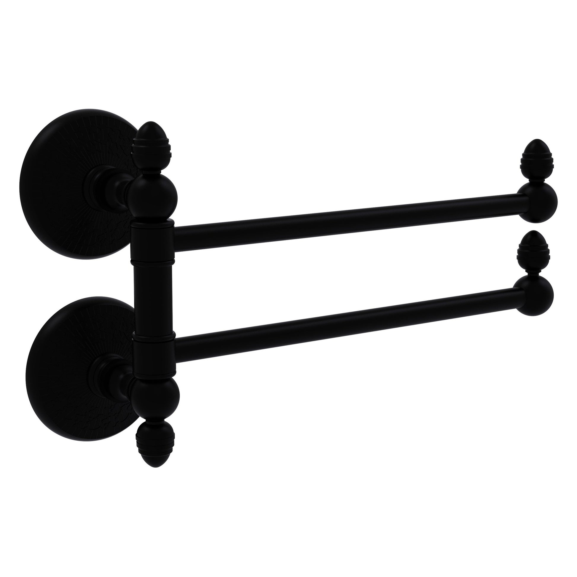 Allied Brass Monte Carlo MC-GTB-2 12.5" x 7" Matte Black Solid Brass 2-Swing Arm Towel Rail