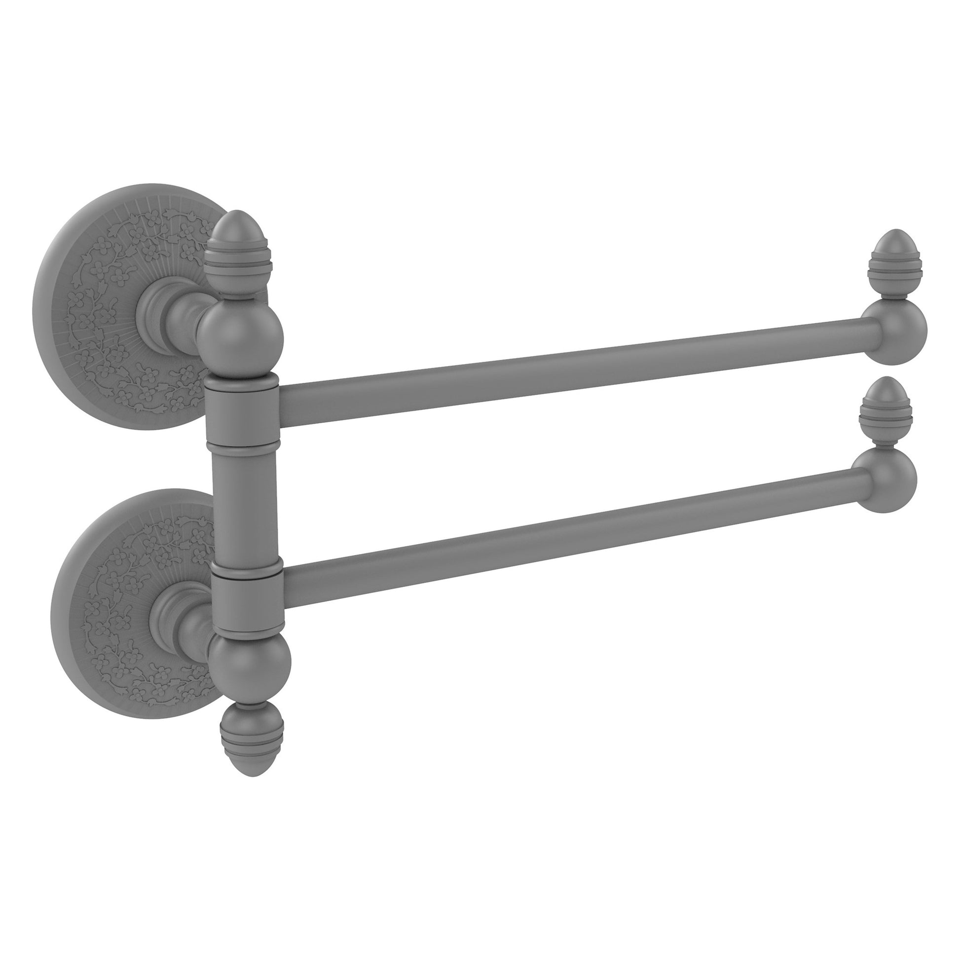 Allied Brass Monte Carlo MC-GTB-2 12.5" x 7" Matte Gray Solid Brass 2-Swing Arm Towel Rail