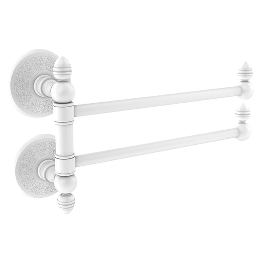 Allied Brass Monte Carlo MC-GTB-2 12.5" x 7" Matte White Solid Brass 2-Swing Arm Towel Rail