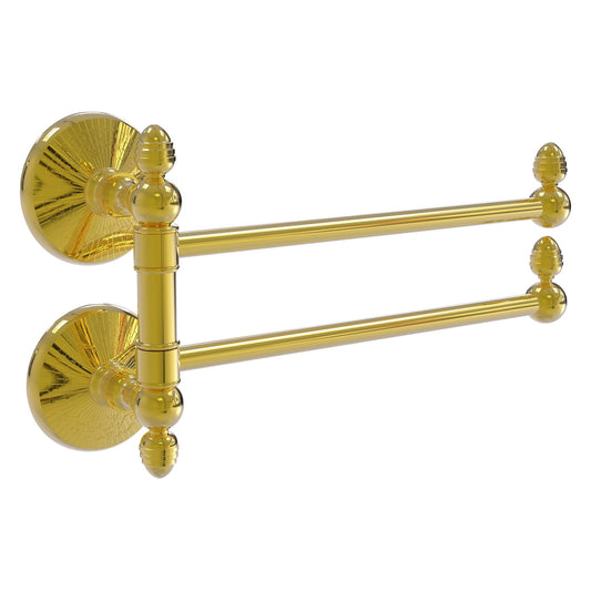 Allied Brass Monte Carlo MC-GTB-2 12.5" x 7" Polished Brass Solid Brass 2-Swing Arm Towel Rail