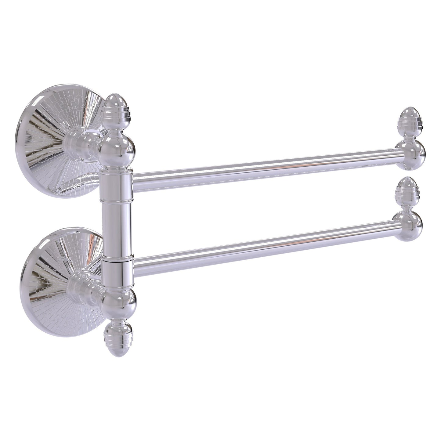 Allied Brass Monte Carlo MC-GTB-2 12.5" x 7" Polished Chrome Solid Brass 2-Swing Arm Towel Rail