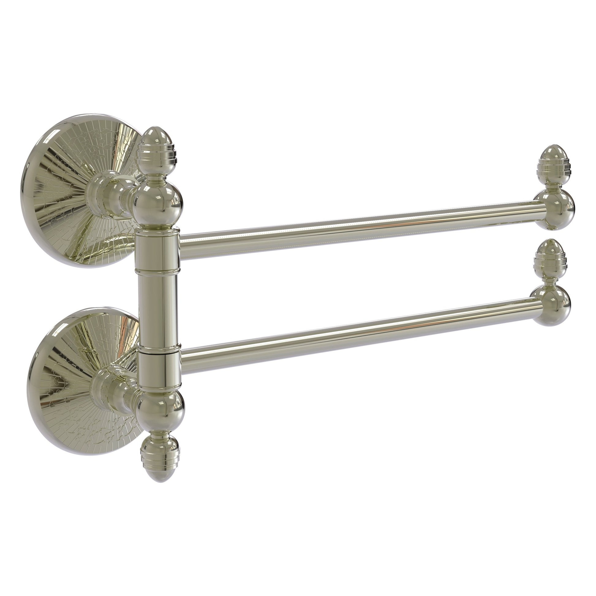 Allied Brass Monte Carlo MC-GTB-2 12.5" x 7" Polished Nickel Solid Brass 2-Swing Arm Towel Rail