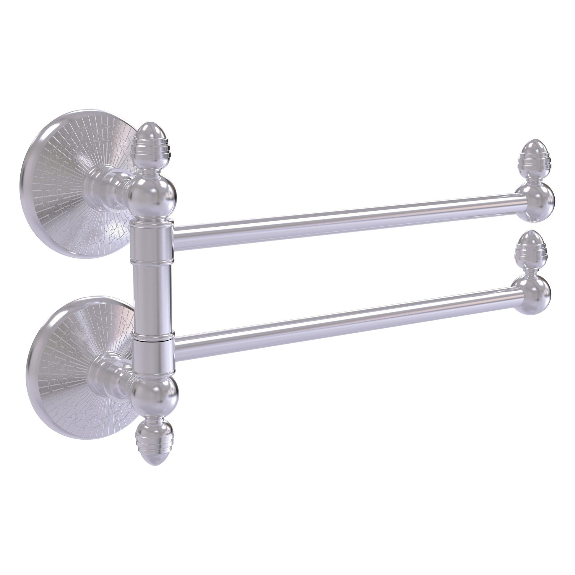 Allied Brass Monte Carlo MC-GTB-2 12.5" x 7" Satin Chrome Solid Brass 2-Swing Arm Towel Rail
