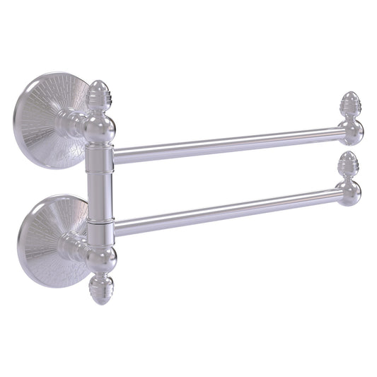 Allied Brass Monte Carlo MC-GTB-2 12.5" x 7" Satin Chrome Solid Brass 2-Swing Arm Towel Rail