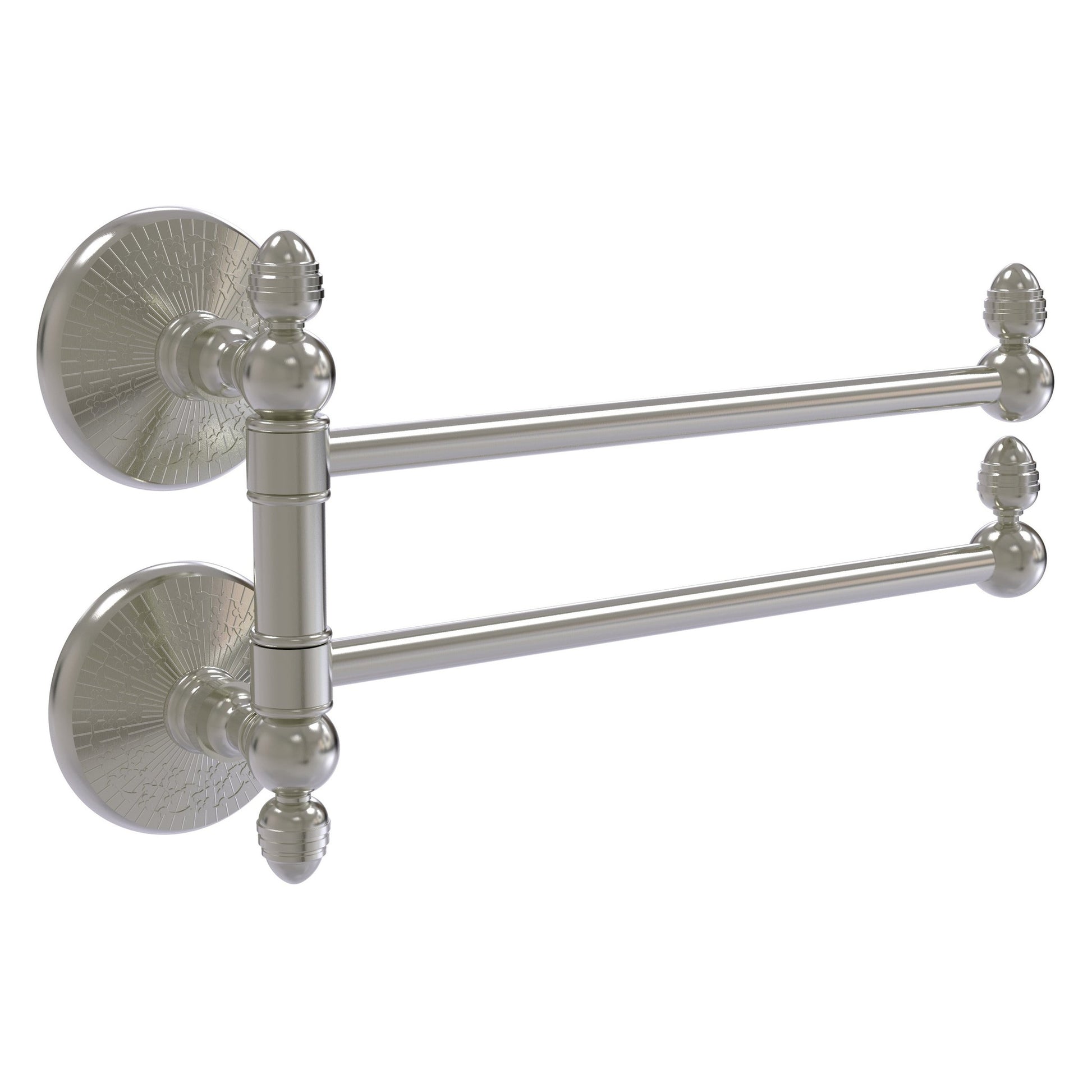 Allied Brass Monte Carlo MC-GTB-2 12.5" x 7" Satin Nickel Solid Brass 2-Swing Arm Towel Rail