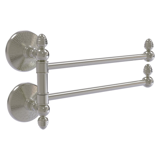 Allied Brass Monte Carlo MC-GTB-2 12.5" x 7" Satin Nickel Solid Brass 2-Swing Arm Towel Rail