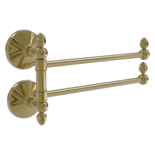 Allied Brass Monte Carlo MC-GTB-2 12.5" x 7" Unlacquered Brass Solid Brass 2-Swing Arm Towel Rail