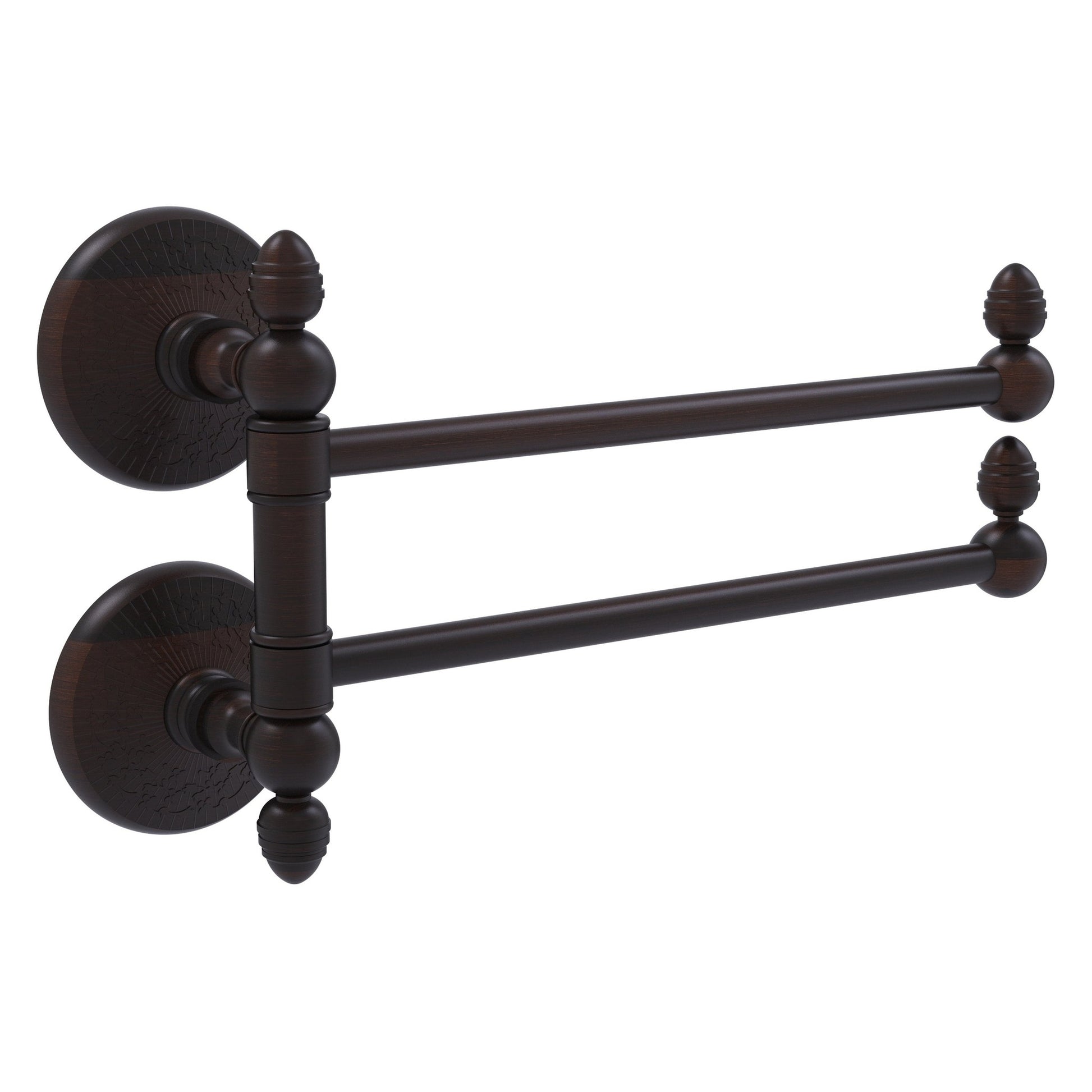 Allied Brass Monte Carlo MC-GTB-2 12.5" x 7" Venetian Bronze Solid Brass 2-Swing Arm Towel Rail