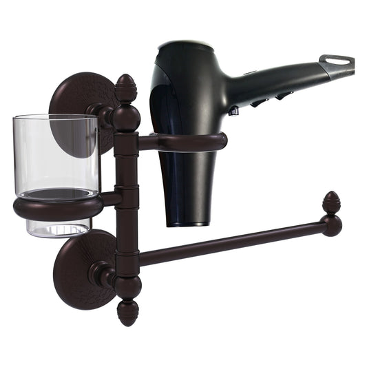 Allied Brass Monte Carlo MC-GTBD-1 15" x 7" Antique Bronze Solid Brass Hair Dryer Holder and Organizer