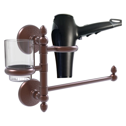 Allied Brass Monte Carlo MC-GTBD-1 15" x 7" Antique Copper Solid Brass Hair Dryer Holder and Organizer
