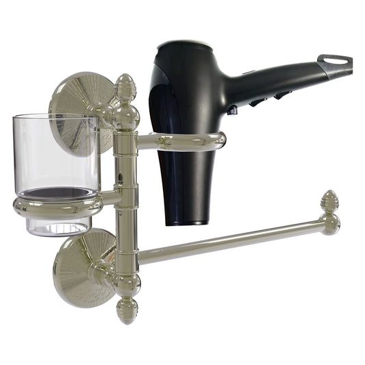 Allied Brass Monte Carlo MC-GTBD-1 15" x 7" Polished Nickel Solid Brass Hair Dryer Holder and Organizer