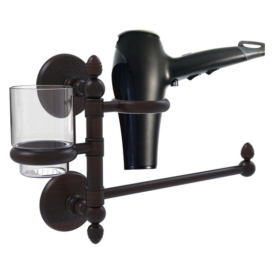 Allied Brass Monte Carlo MC-GTBD-1 15" x 7" Venetian Bronze Solid Brass Hair Dryer Holder and Organizer