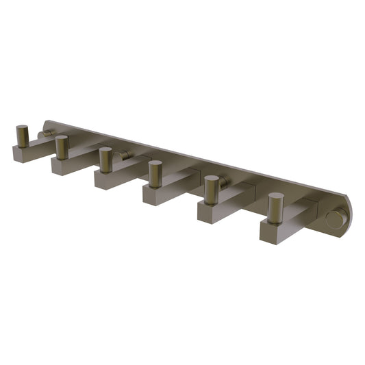 Allied Brass Montero 15.5" x 2.8" Antique Brass Solid Brass 6-Position Tie and Belt Rack