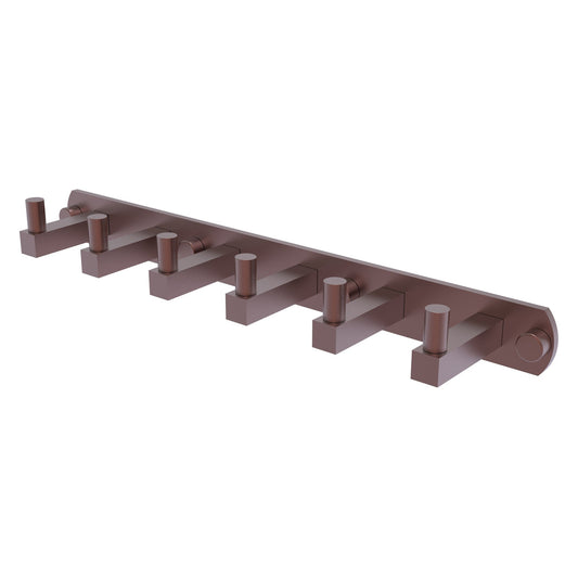 Allied Brass Montero 15.5" x 2.8" Antique Copper Solid Brass 6-Position Tie and Belt Rack
