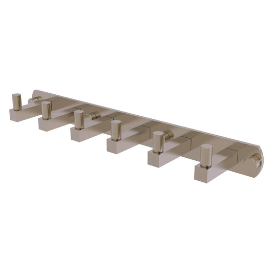 Allied Brass Montero 15.5" x 2.8" Antique Pewter Solid Brass 6-Position Tie and Belt Rack