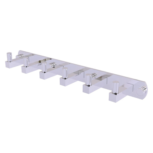Allied Brass Montero 15.5" x 2.8" Polished Chrome Solid Brass 6-Position Tie and Belt Rack