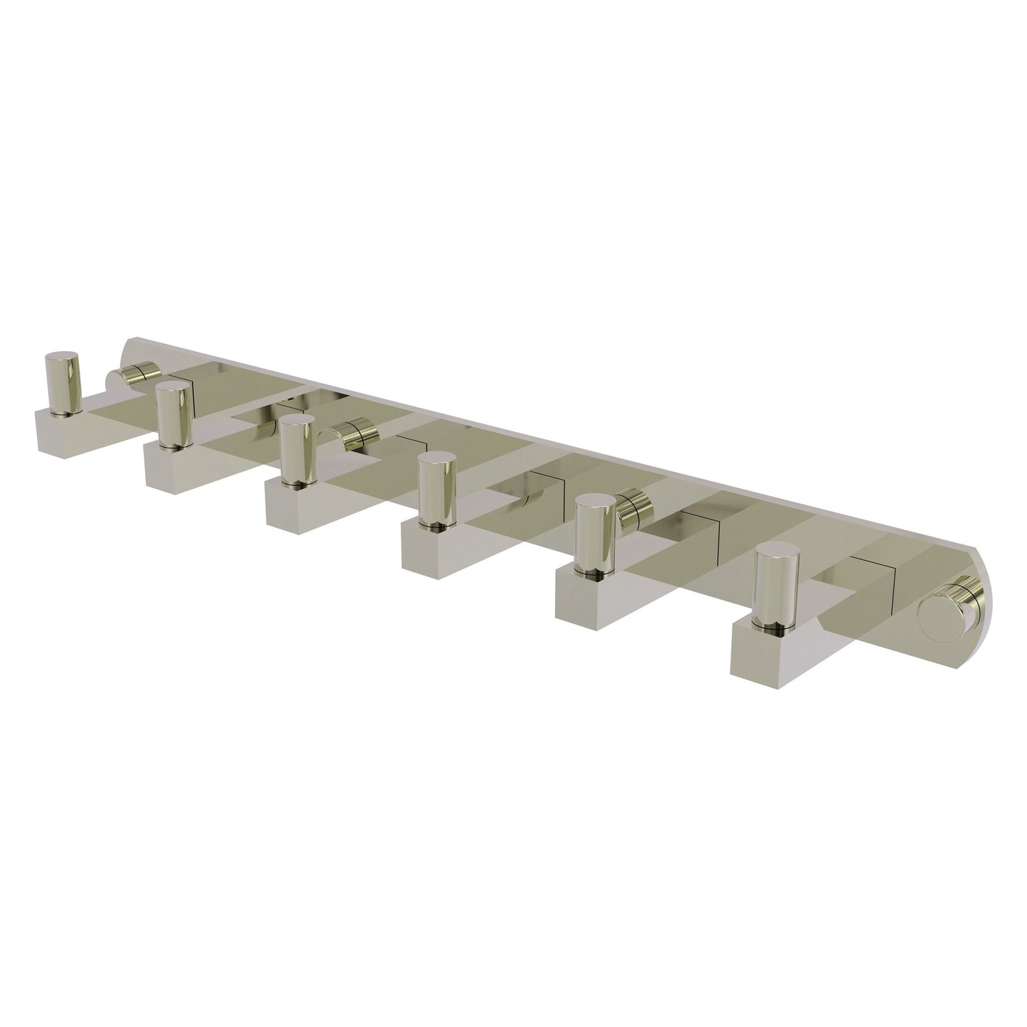 Allied Brass Montero 15.5" x 2.8" Polished Nickel Solid Brass 6-Position Tie and Belt Rack