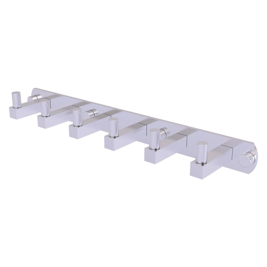Allied Brass Montero 15.5" x 2.8" Satin Chrome Solid Brass 6-Position Tie and Belt Rack