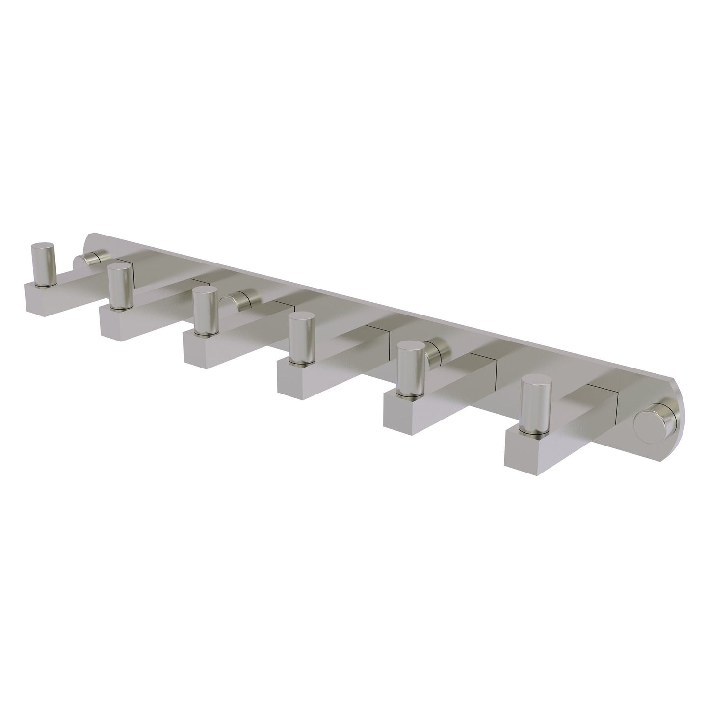 Allied Brass Montero 15.5" x 2.8" Satin Nickel Solid Brass 6-Position Tie and Belt Rack
