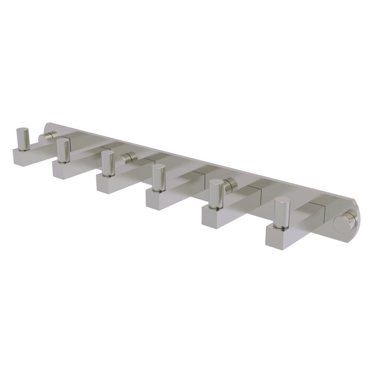 Allied Brass Montero 15.5" x 2.8" Satin Nickel Solid Brass 6-Position Tie and Belt Rack