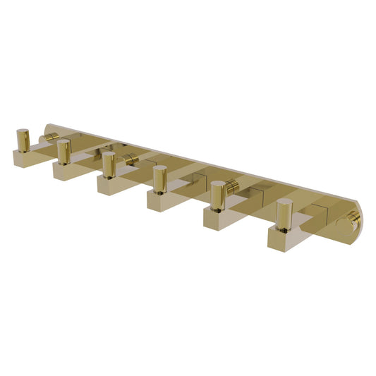 Allied Brass Montero 15.5" x 2.8" Unlacquered Brass Solid Brass 6-Position Tie and Belt Rack