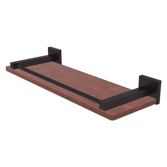 Allied Brass Montero 16" x 5" Antique Bronze Solid Brass Solid IPE Ironwood Shelf With Gallery Rail