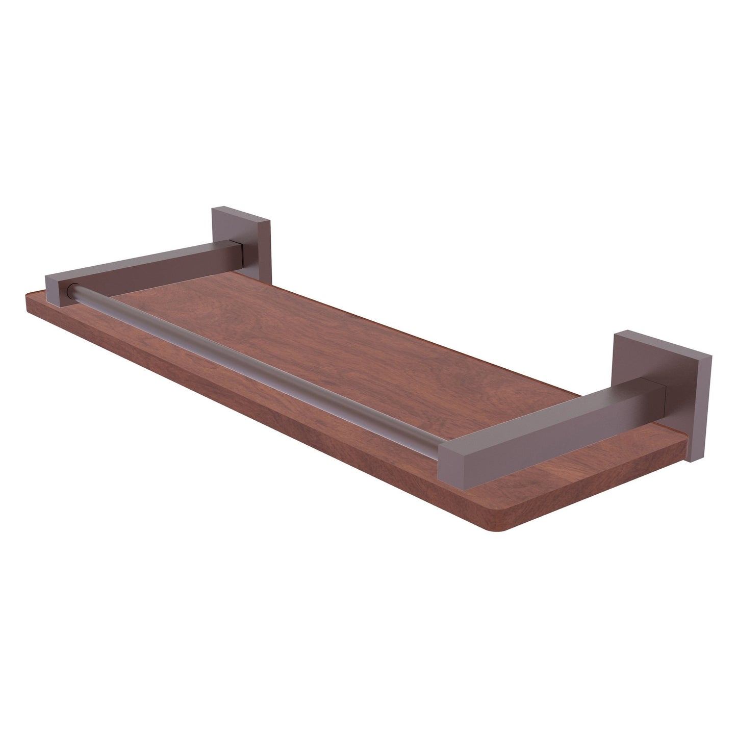 Allied Brass Montero 16" x 5" Antique Copper Solid Brass Solid IPE Ironwood Shelf With Gallery Rail