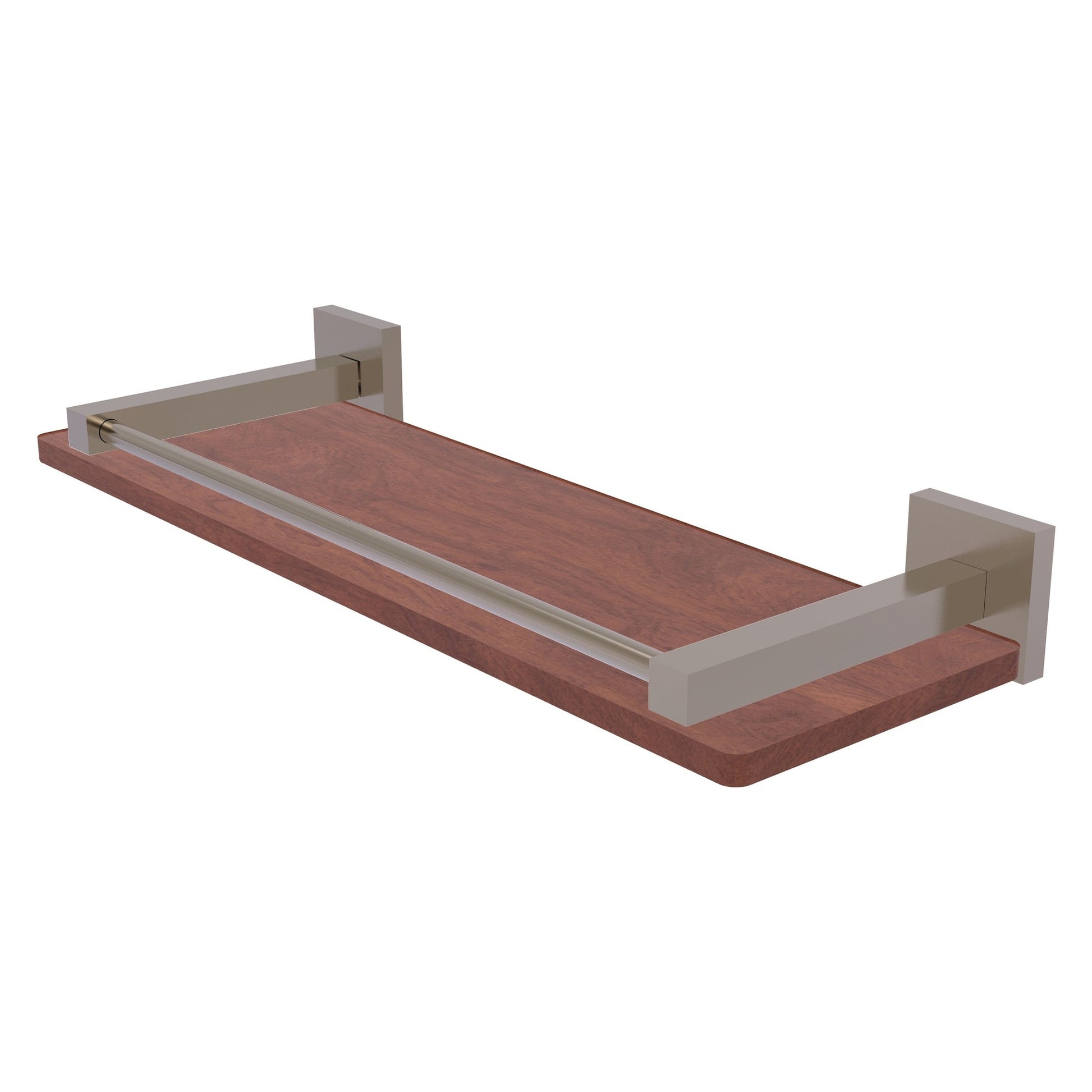 Allied Brass Montero 16" x 5" Antique Pewter Solid Brass Solid IPE Ironwood Shelf With Gallery Rail